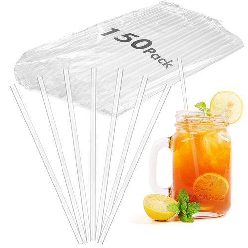 Minimal Store 150 PCS Clear Plastic Disposable Drinking Straws – 7.75" x 0.24", Unwrapped Straws Plastic for Party, Home, Travel – BPA-Free, Value Pack, Made in USA