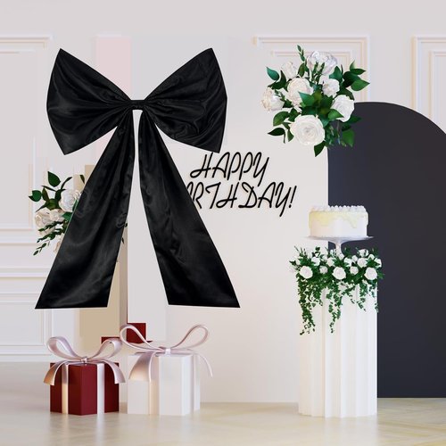 Giant Large Satin Ribbon Bow - 25x40 Inch | Elegant Black Bow for Weddings, Parties & Decor