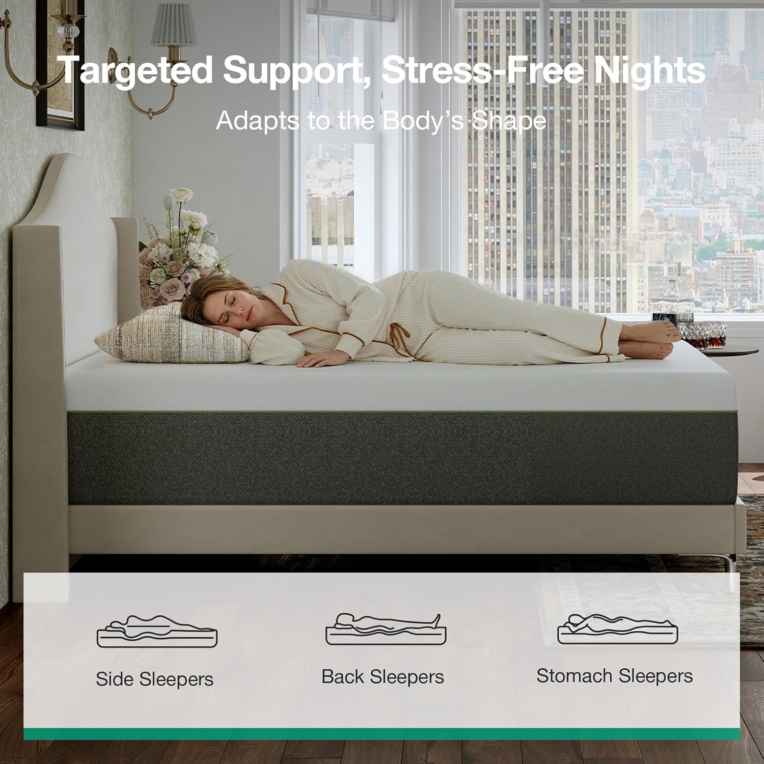 Novilla Bliss Queen Size Memory Foam Mattress - 10 Inch Cool-Touch Nylon Cover for Refreshing Sleep & Pain Relief