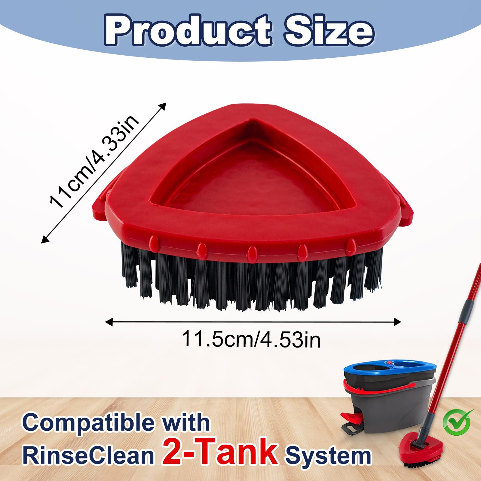 Scrubber Mop Head for Ocedar, Upgrade Scrub Brush for Ocedar, Spin Mop Scrub Brush Head for O Cedar RinseClean 2-Tank, More Bristles Scrub Brush Attachment for Bathroom, Deck, Kitchen Floor Cleaning