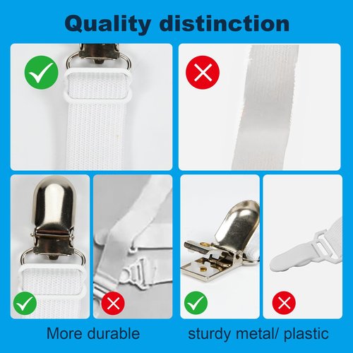 BRTERMA Premium Adjustable Bed Sheet Clips with Elastic Straps and Clips for Securely Holding Sheets in Place, Fits Mattresses from 20" to 79"（Black）