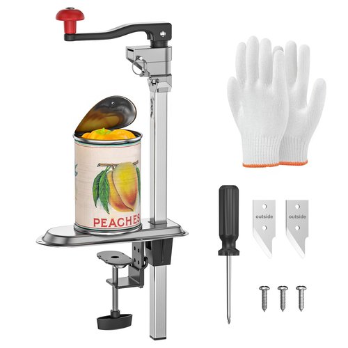 Commercial Stainless Steel Can Opener for Large Cans up to 13", Heavy Duty Counter Mounted Can Opener with Tabletop Clamp Holder, Screw-free, for High-Volume Commercial Kitchens