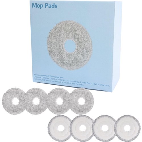 8-Pack Replacement Mop pads compatible with Dreame L50/L40/L40s/L30/L20/L10 Ultra/L10s Pro Ultra/L10s Pro Gen2/L10s Ultra Gen2/L10s Plus/ X50/X40/X30 Ultra/X40 Master/Mova P10/P50 Pro Ultra/V50 Ultra