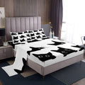 Feelyou Black Cat Bed Sheet Set for Kids Boys Girls Cute Kitten Print Bedding Set 1 Flat Sheet + 1 Fitted Sheet + 2 Pillowcases Queen Size