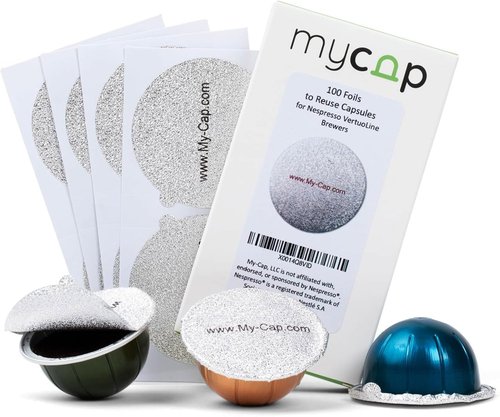My-Cap Foil Seals for Nespresso Vertuo Pods - Reusable Aluminum Lids to Extend Capsule Life | Pack of 100
