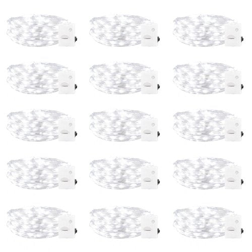 DomeStar 15Pack Fairy Lights Battery Operated, 7Ft 20 LED Waterproof String Lights Wire Firefly Starry Moon Light for DIY Mason Jars Party Centerpiece Table Valentine's Day Decorations Tree Ornament