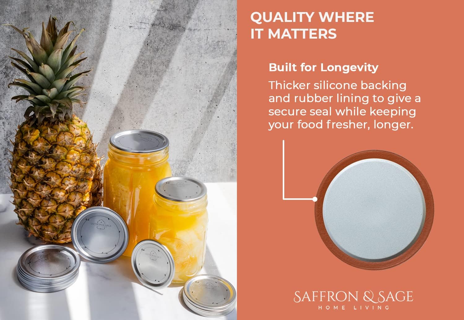 Saffron & Sage Canning Lids - 120 Count Regular Mouth Universal Lids for Ball & Kerr Jars | Food Grade, Rust Proof, Durable Seal
