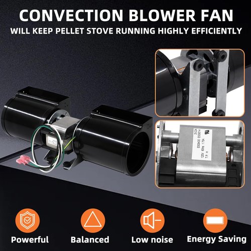 Hiorucet 812-4900 Convection Blower Fan for Quadrafire 1200i Classic Bay Insert, Castile, Contour, Santa Fe Pellet Stoves, for Quadrafire Wood & Gas Stove 7100FP, Columbia Bay FS & Insert, Garnet T