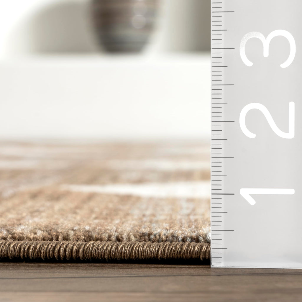 Nuloom Fringed Performance Meline Beige/Blue/Ivory, 2'8" x 7'10", Checkered, Soft and Cozy, High Traffic, Stain Resistant, Easy Clean, Durable Runner for Bedroom, Living Room, Dining, Den, Foyer