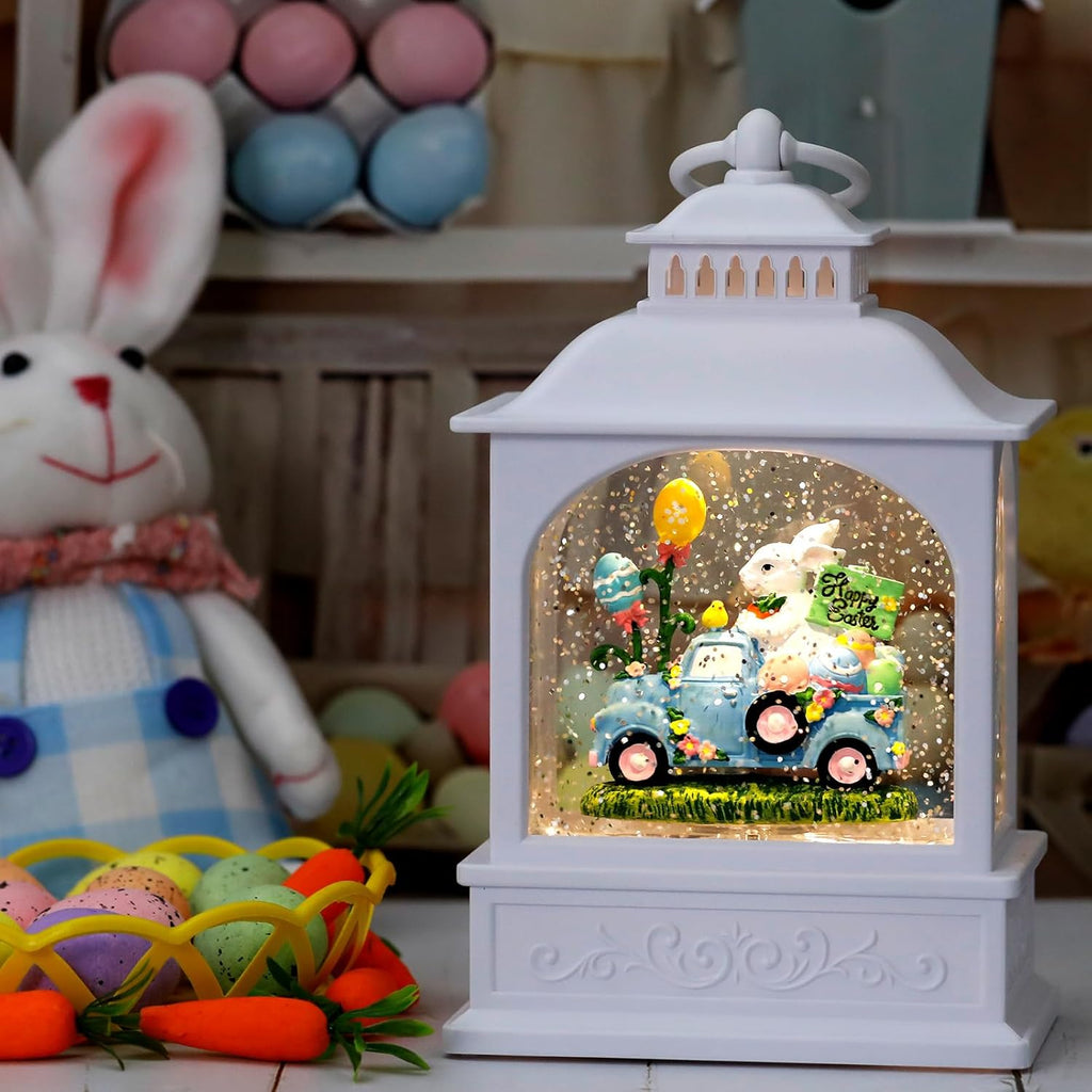 Regine Switzerland Easter Snow Globe - Glitter Bunny Spring Decor with 6-Hour Timer | Perfect for Easter Celebrations