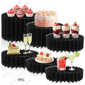 Youjoitim 6Pcs Buffet Risers, Food Risers for Table, Foldable Cake Display Stands, Tall Cardboard Cupcakes Stand for Show Catering Desserts Jewelry Wedding Birthday Party Decoration (Black)