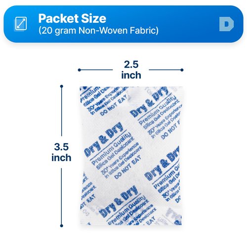 Dry & Dry 20 Gram[30 Packets] Silica Gel Packets Desiccant Packs Silica Gel Packs Silica Packets - Rechargeable Silica Packets, Silica Gel Packets, Silica Gel