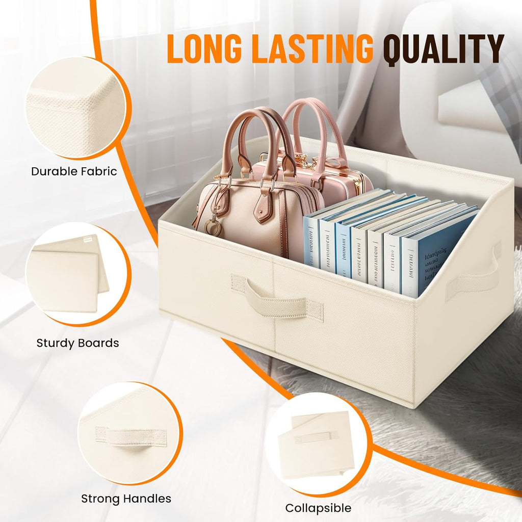 Criusia Closet Organizers - 4 Pack Large Fabric Bins with Handles for Home Storage | Organize Clothes, Toys, and More