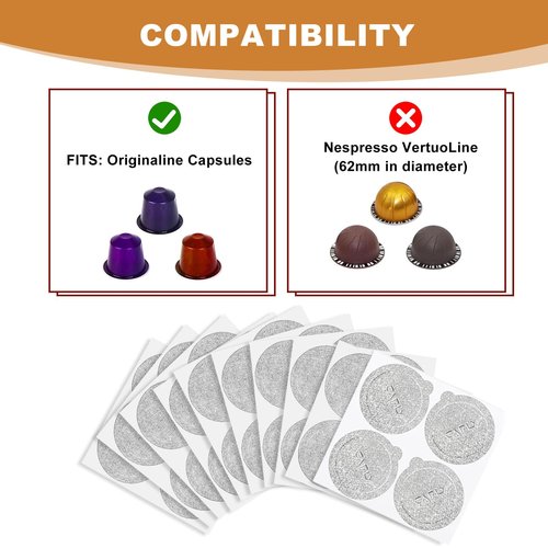 200Pcs 37mm Aluminum Espresso Foils Lids, Seals-Reuse Capsules Coffee Pods, Compatible with Nespresso Original Line Machines, Reuse Coffee Pods Cover Seals