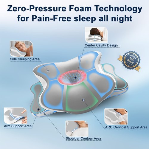 Sleep Apnea Pillow with Neck Pain & Snoring Relief -Orthopedic Cervical Pillow, Ergonomic Contour Memory Foam Pillow for Side, Back,Stomach Sleepers,Dreamers Relief,Medium Firm Support(Queen Size)