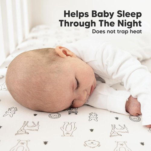 KeaBabies Organic Crib Sheets - 2-Pack Fitted Baby Mattress Covers | Soft Jersey Cotton, Neutral Woodland Prints, 52x28