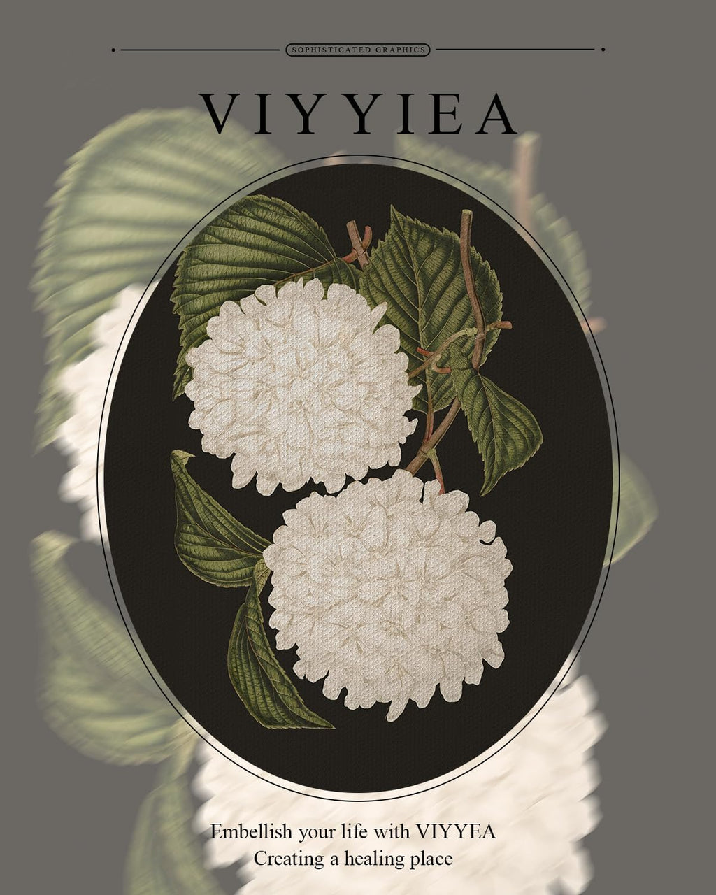 VIYYIEA Gold Framed Wall Art - White Hydrangea Canvas Print for Elegant Home Decor | 13x16in
