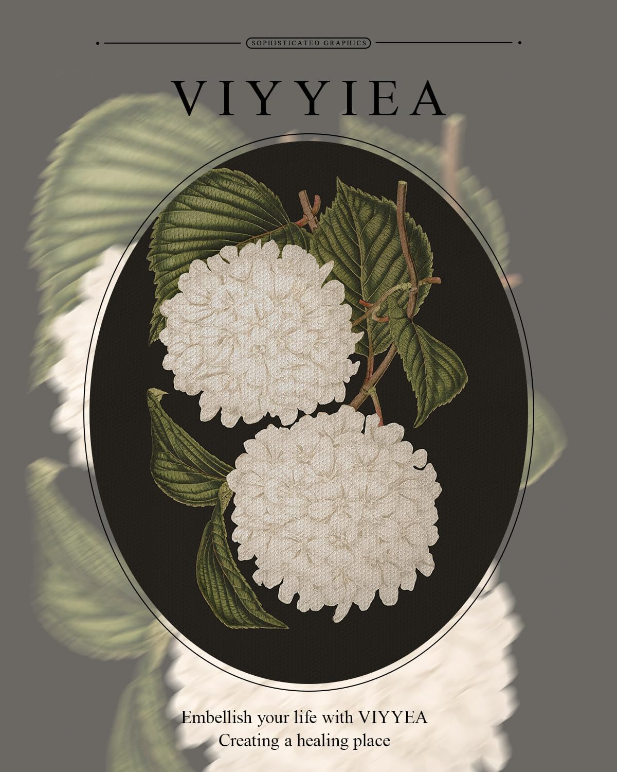 VIYYIEA Gold Framed Wall Art - White Hydrangea Canvas Print for Elegant Home Decor | 13x16in