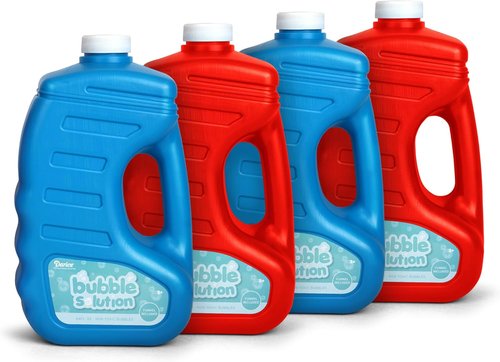Darice Bubble Solution 4 Pack - 256oz Refill for Bubble Machines | Non-Toxic & Safe for Kids - Includes 8 Big Bubble Wands