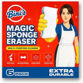 BINI'S Magic Sponge Eraser - Extra Durable Multi-Purpose Cleaner Pads | 6 Count for Shoes, Bathrooms & Cars