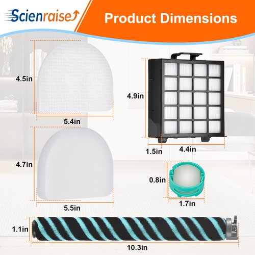 Scienraise 11 Pack AZ4002 Replacement filter for Shark Detect Pro Vacuum AZ4000 AZ4002 AZ4000C, 1 Roller Brush, 2 HEPA Filter, 4 Foam & Felt Filters, 4 Odor Neutralizer Cartridge