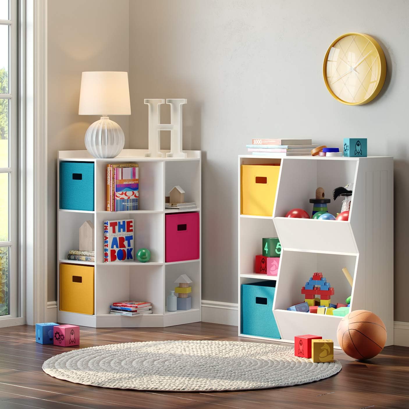 RiverRidge Folding Storage Bins - Turquoise Cube Organizers with Handles | Set of 2 for Closet & Playroom
