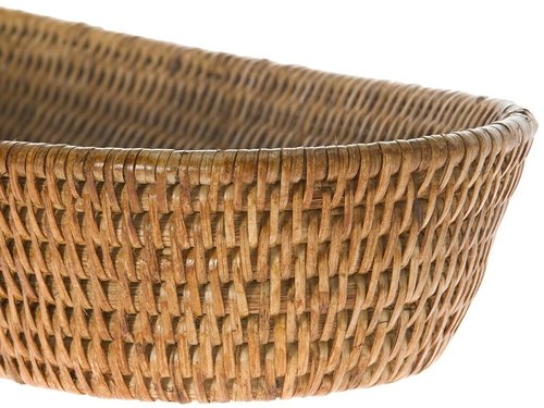 KOUBOO La Jolla Bread Basket | Woven Rattan Basket for Bread, Fruit, & Kitchen Storage | Boho Decor, Food Baskets, Snack Tray, Home Organizer, Honey Brown, Large