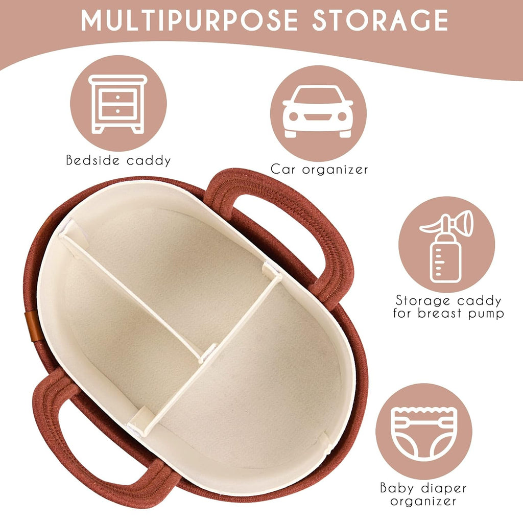 PeraBella Baby Diaper Caddy Organizer - Portable Cotton Rope Storage for Nursery & Travel | Ideal for Boys & Girls