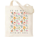 Haukea Bible Canvas Tote - Aesthetic Floral Christian Tote Bags - Inspirational Gifts for Women - Faith Based Religious Church Bags