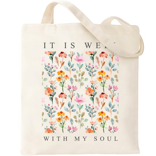 Haukea Bible Canvas Tote - Aesthetic Floral Christian Tote Bags - Inspirational Gifts for Women - Faith Based Religious Church Bags