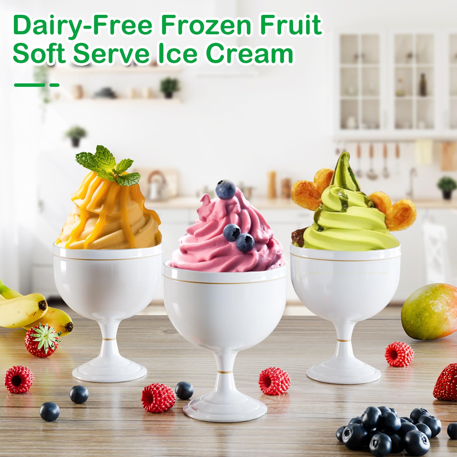 Dairy-Free Ice Cream Maker Attachment for KitchenAid Stand Mixer, Natural Fruit Desserts Maker, Frozen Yogurt Maker, Dishwasher-Safe Sorbet Maker, Frozen Fruit Soft Serve Maker by OTOmitra