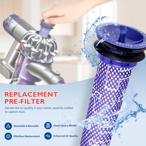 Motor Rear Cover+ HEPA Post & Pre Filter+ Exhaust Cover Replacement Compatible with Dyson V6 DC58 DC59 DC62 DC72 DC74 SV03 SV04 SV05 SV06 SV07 SV09 Vacuum Cleaner Filter Replacement