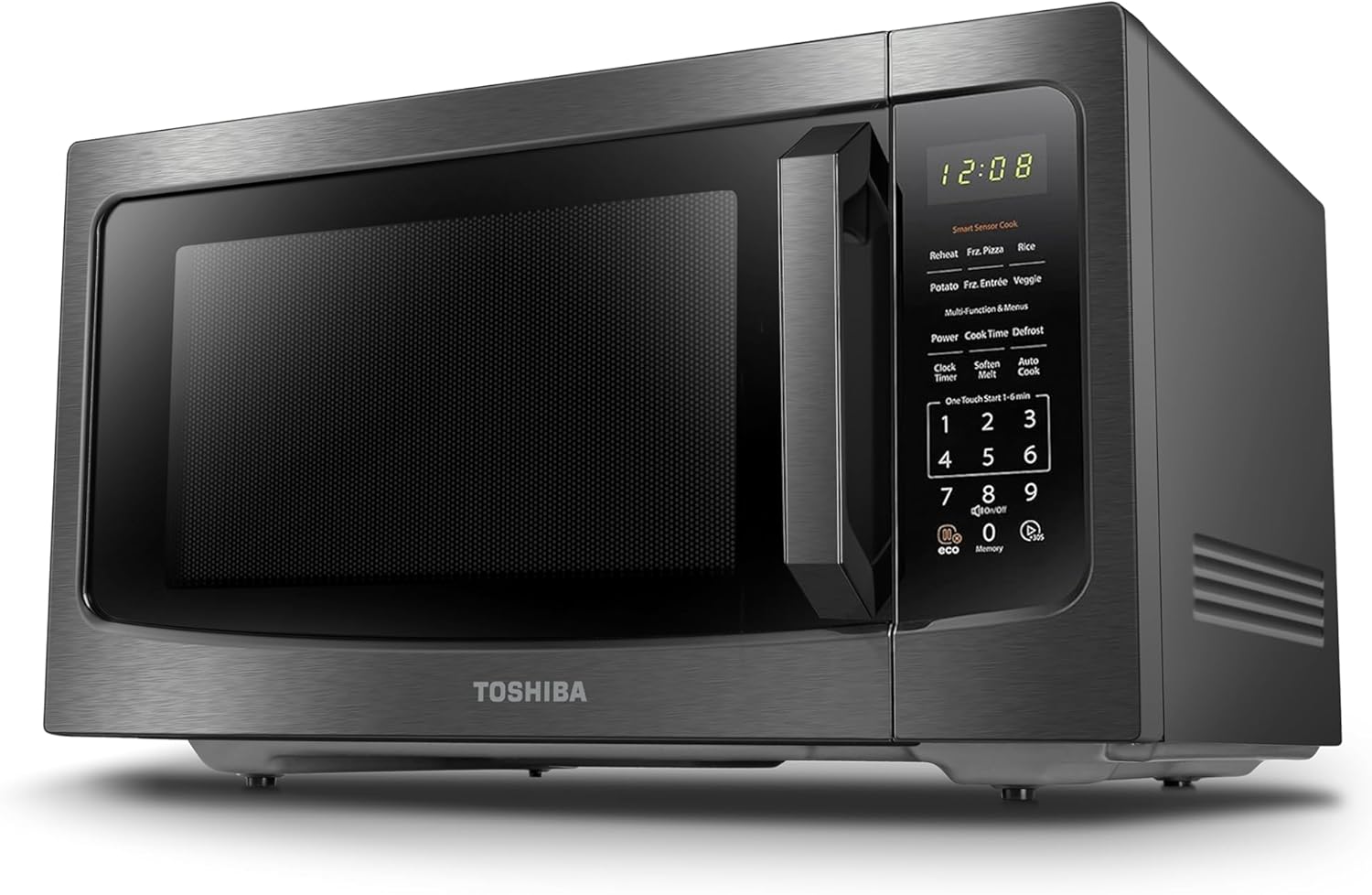 TOSHIBA Countertop Microwave Oven - Smart Sensor, 1200W, 1.6 Cu.ft, Black Stainless Steel