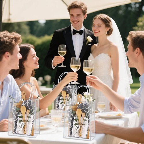 6 Sets Baby Shower Prizes for Game Winners, 37Pcs Include Bamboo Cheese Board Spoon Honey Stick Dipper Oven Mitts Towel Eucalyptus Stems Thank You Card and PVC Gift Bags Wedding Bridal Shower Favors