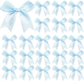 Skiennix Premium Satin Ribbon Bows - 50 Pack 3.3 Inch Gift Wrap Bows in Light Blue for Holidays & Parties