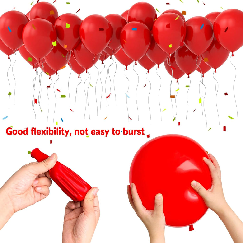 Skiennix 100pcs Red & White 12-Inch Latex Balloons - Perfect for Mother's Day, Valentine's, & Weddings