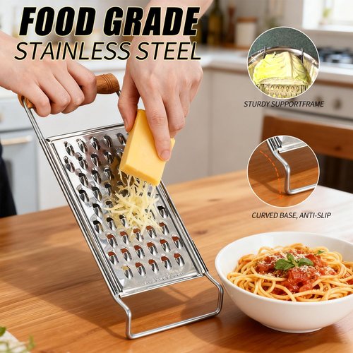 2 Pack Cheese Grater Handheld,Stainless Steel Zester Set of 2, Kitchen Flat Handheld Grater For Potato, Vegetable Chocolate, Spices,Carrot, Butter,Parmesan Cheese（Coarse Grater&Fine Grater）