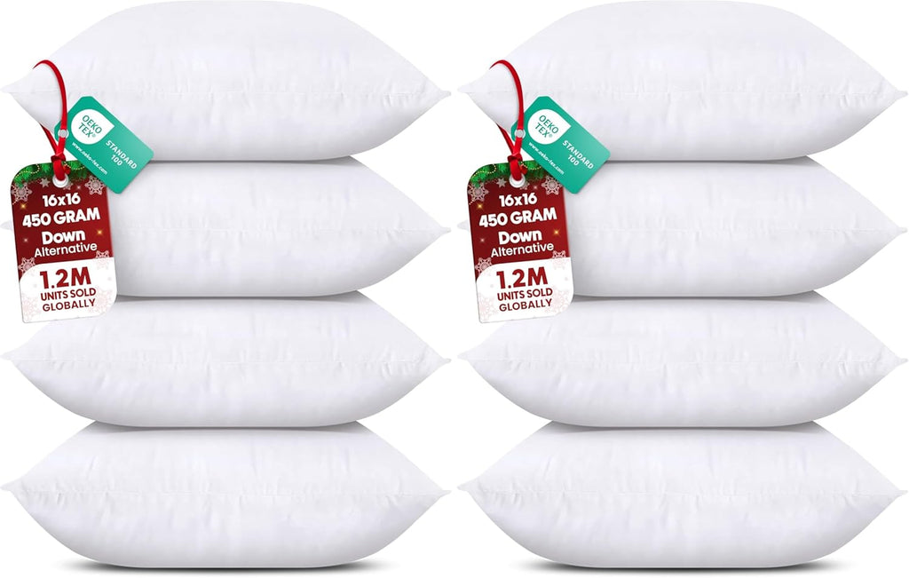Utopia Bedding Throw Pillows - Fluffy Down Alternative Set of 4 | 16 x 16 Inches, White Decorative Pillows for Home