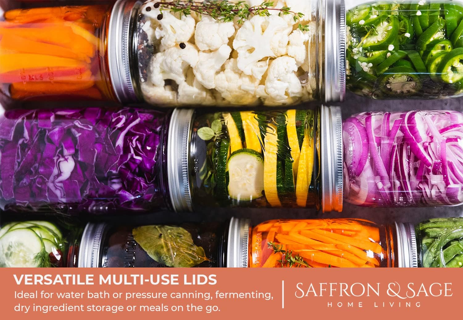 Saffron & Sage Canning Lids - 120 Count Regular Mouth Universal Lids for Ball & Kerr Jars | Food Grade, Rust Proof, Durable Seal