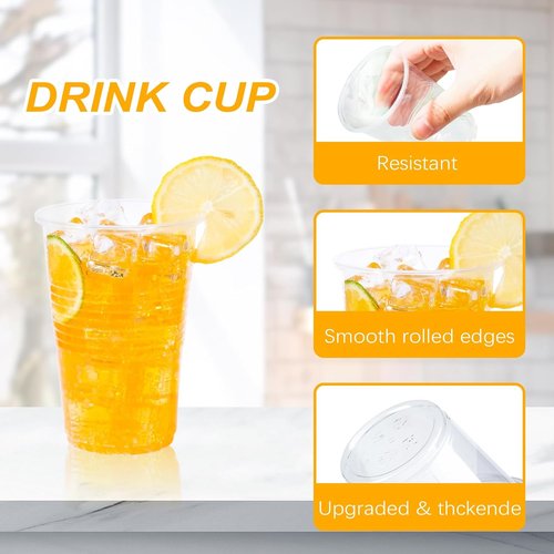 BYSNOW 12 oz Clear Plastic Cups - 300 Count Bulk | Heat-Resistant for Hot Beverages, Soda & Juice