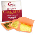 Edible Gold Leaf 24K by Cakebon - Cake Decorations, Loose Gold Leaf Sheets - 1.5 inches, 48 Sheets