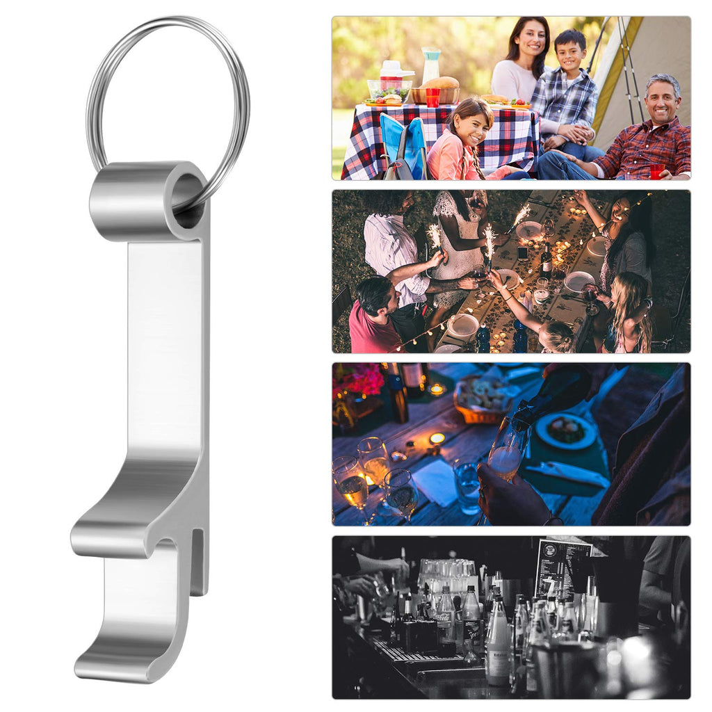 Boao 150 Pieces Metal Bottle Opener Split Key Ring Chain Keychain Bulk Aluminum Pocket Claw Bar Soda Beverage Beer Bottle Opener Personalized Wedding Party Favors(Silver)