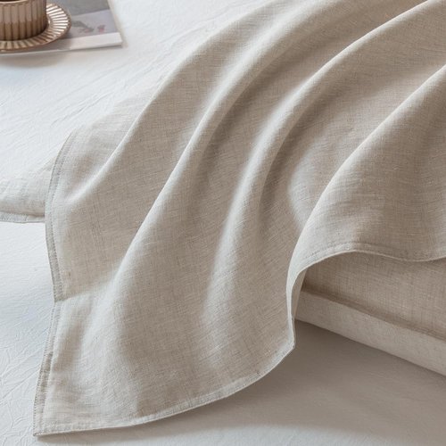 EVERLY 100% Linen Pillowcases Set of 2, French Linen from Normandy, 20X36Inch Standard Size, Natural Color, Coconut Buttons Closure, Flax Pillowshams-Pillowcase-Linen