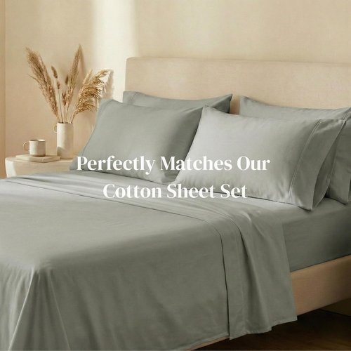 Beckham Hotel Collection Pillowcases - Queen Size Set of 2 | Cool Touch Cotton Sateen, 500TC, Aqua Gray