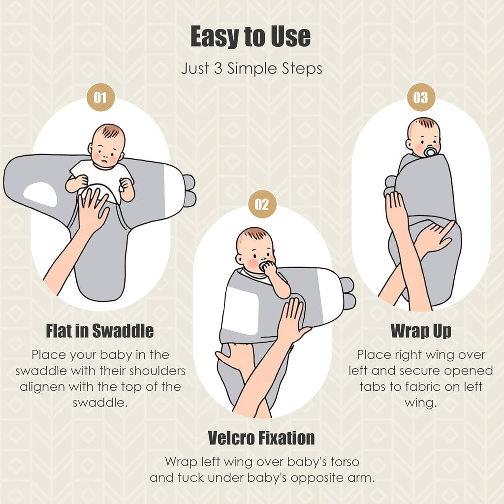 Sweet Dolphin Baby Swaddle Sleep Sacks - Soft Cotton Ergonomic Wrap for Newborns, 0-3 Months | Grey - 3-Pack