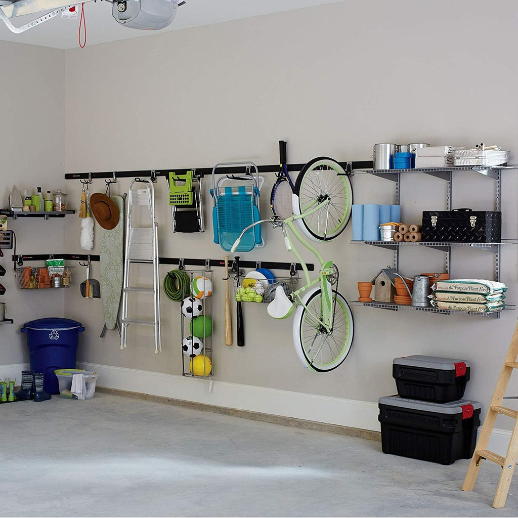 Rubbermaid Garage Hook Organizers - Powder Coated Metallic for Ladder, Tools & Bikes | 4 Pack