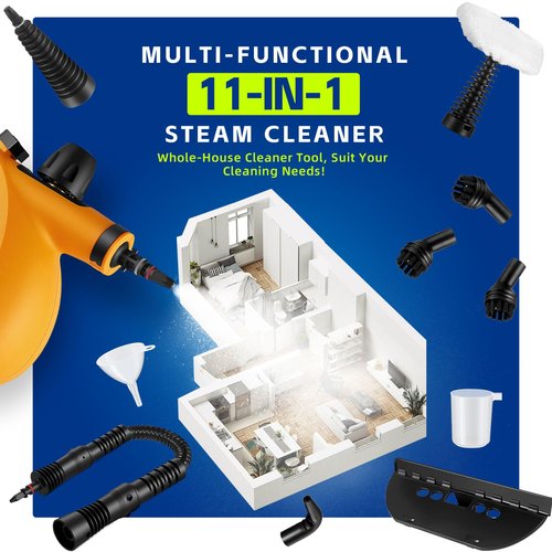 Handheld Pressurized Multi-Surface Steam Cleaner, Ease of Cleaning 100% Chemical-Free Steam Cleaner for Home with 11pcs Accessories, Portable Steamer for Deep Cleaning Tile, Grout, Window, Couch,Car