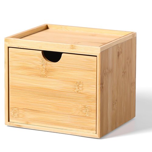 ZOBONETI Bamboo Disposable Face Towel Holder Compatible with Clean Towel XL, Wooden Clean Towels Xl Container with Drawer, Facial Towels Storage Box for Bathroom Countertop