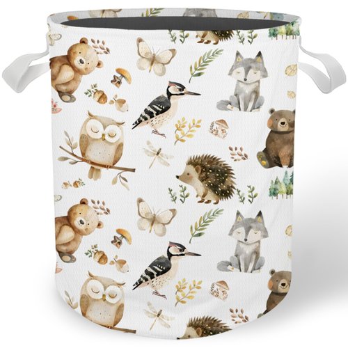 Cilrii Animal Nursery Laundry Basket Hamper, Toybox for Boys Girls, Forest Animal Botanical Waterproof Collapsible Storage Bin Organizer for Bedroom Bathroom Kids Room Dorm Clothes Toys Books