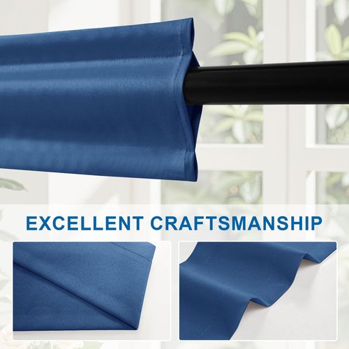 XWZO Sleeve Topper with Top Bottom Ruffle Sleeves Valances Home Décor Window Treatment Bedroom Nursery Kitchen Window Curtain Header, 58" x 5",1 Piece, Plain-Navy
